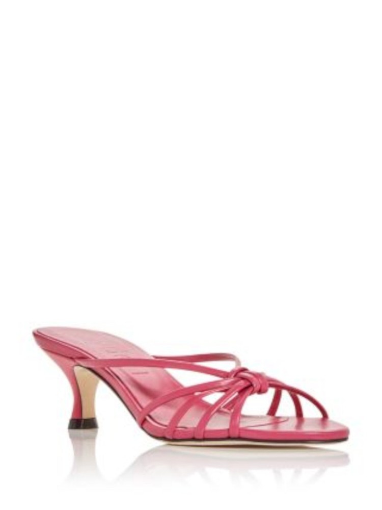 AEYDE Womens Pink Olga Open Toe Kitten Heel Slip On Leather Heeled Sandal 36.5