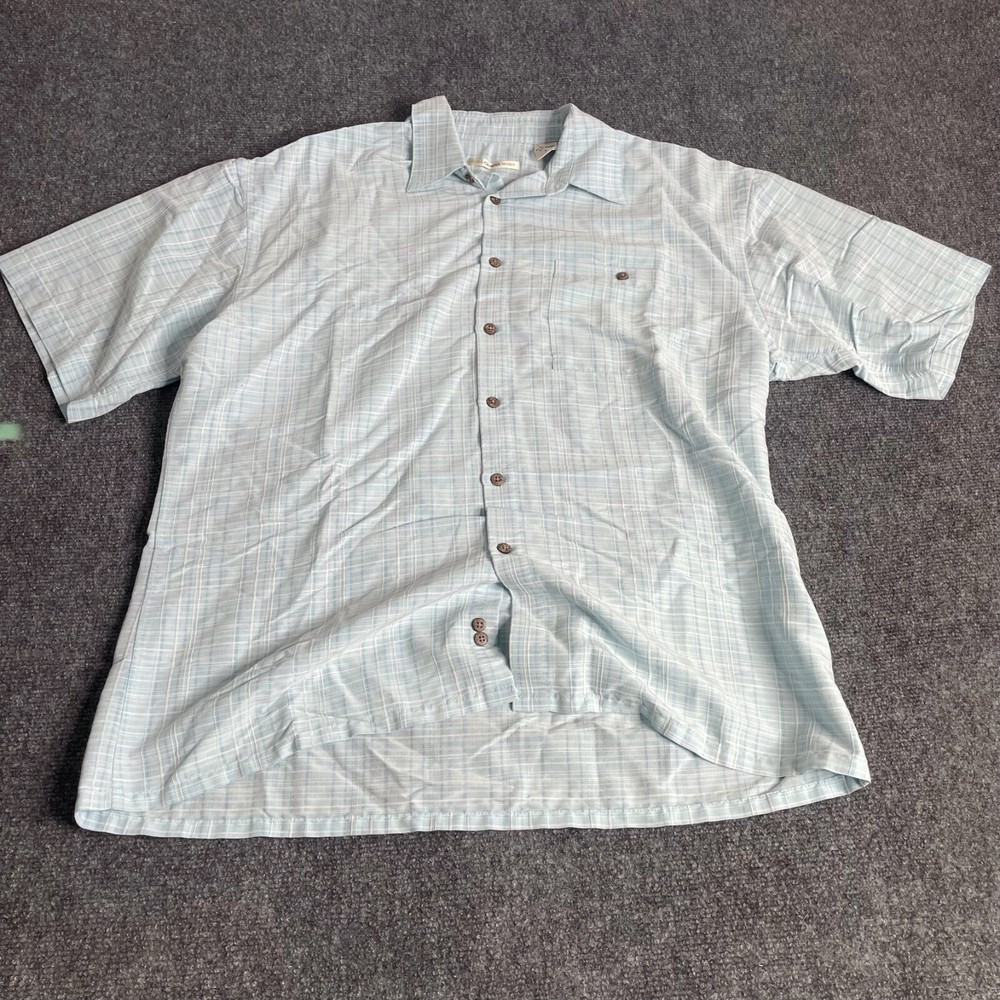 Men's Moda Campia Casual Camp Blue Short Sleeve Button-Up Shirt Large