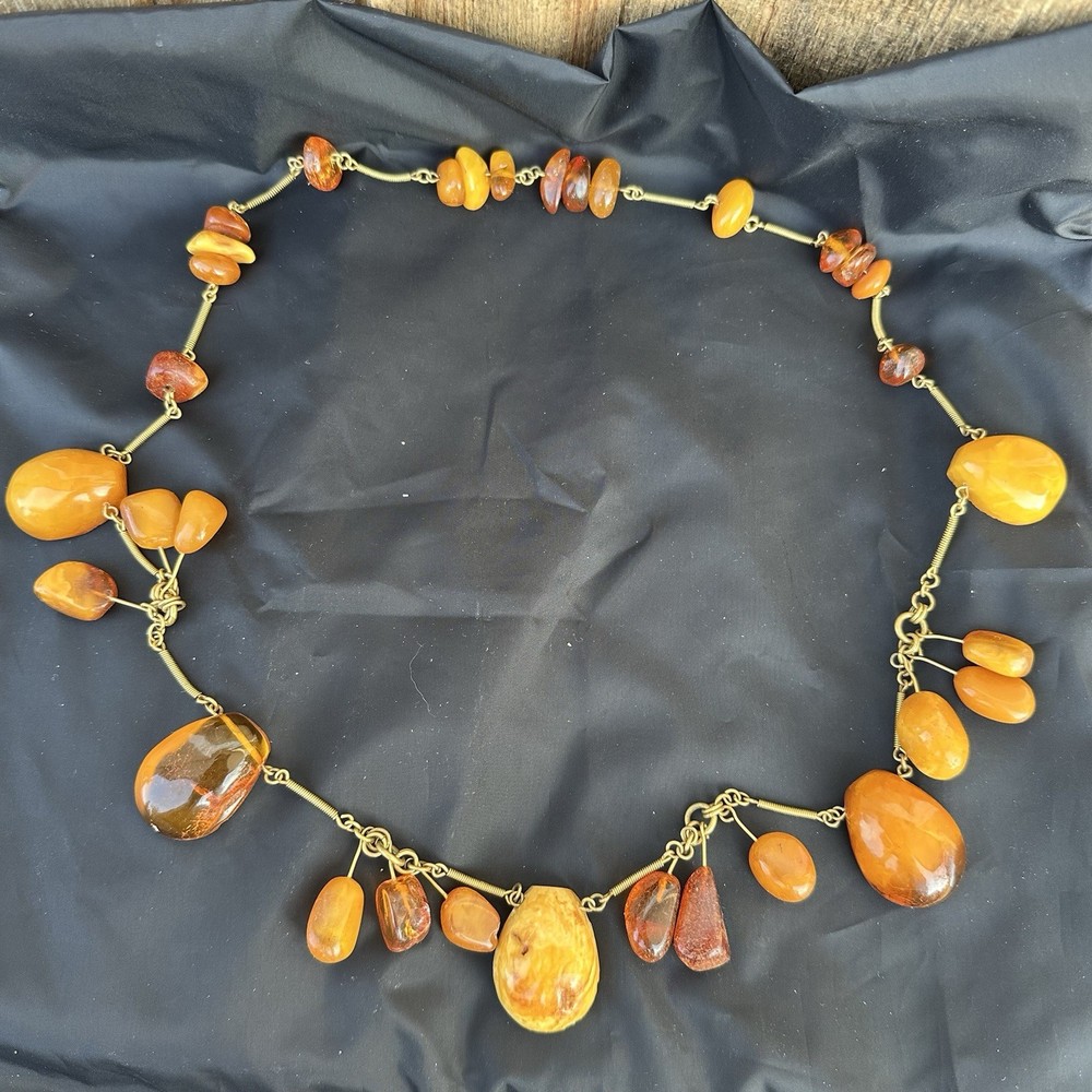 Vintage Natural Baltic Amber Butterscotch Necklace Pendant Egg Yolk USSR