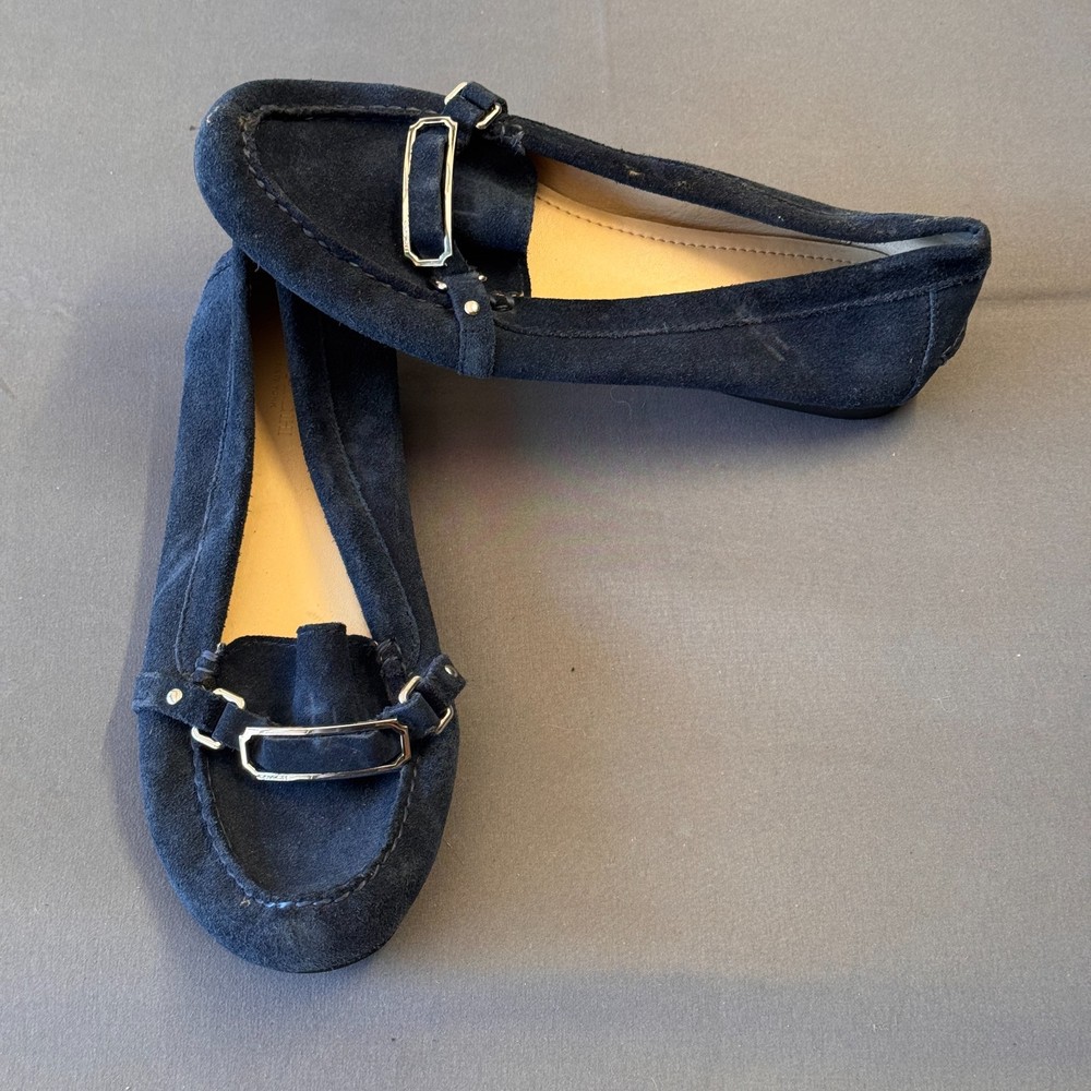 Coach Women's Flynn Flat Shoes Horsebit Size 7.5B Black Slip on loafer