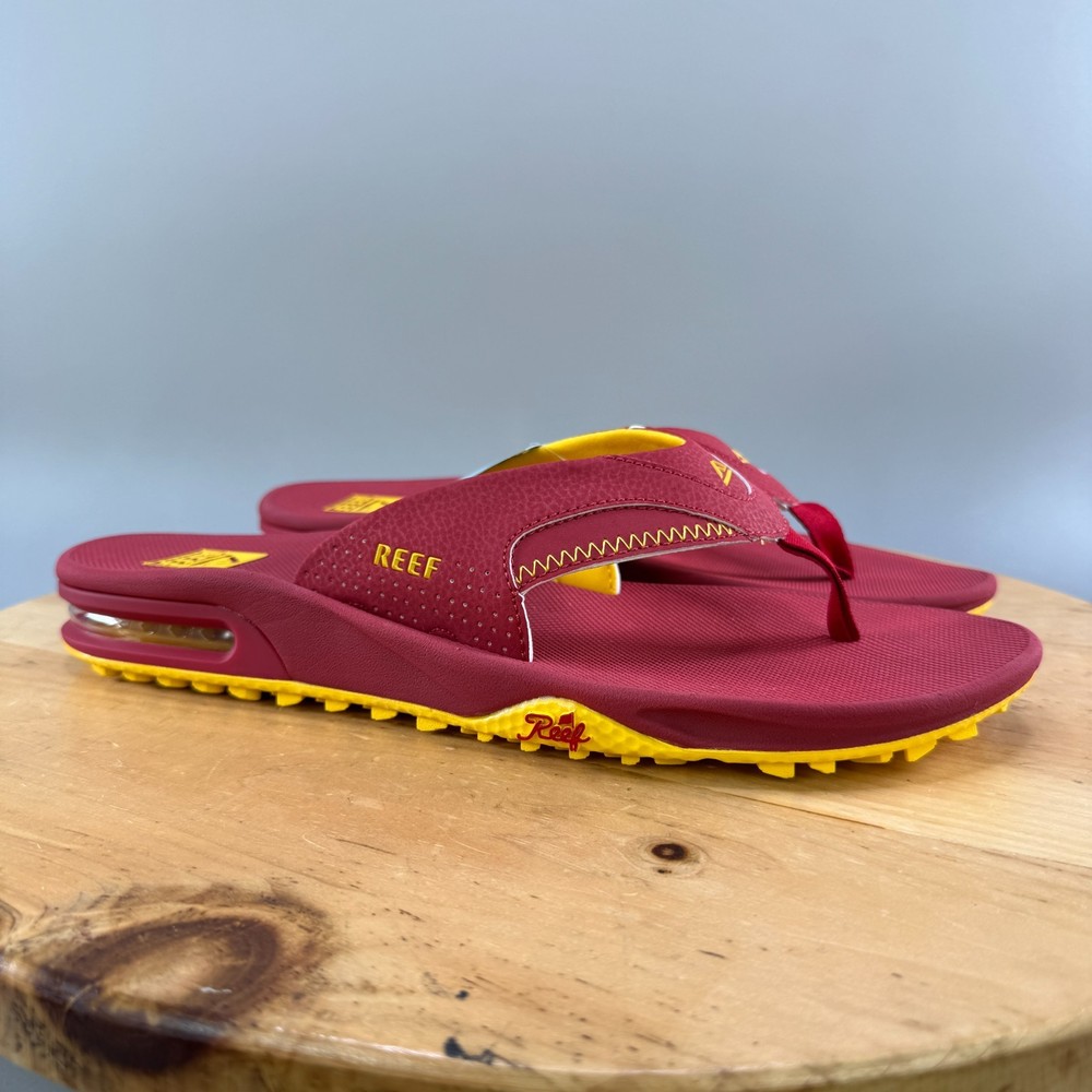 Reef Fanning Pregame Sandals Mens Size 13 Red Yellow Flip Flop Bottle Opener