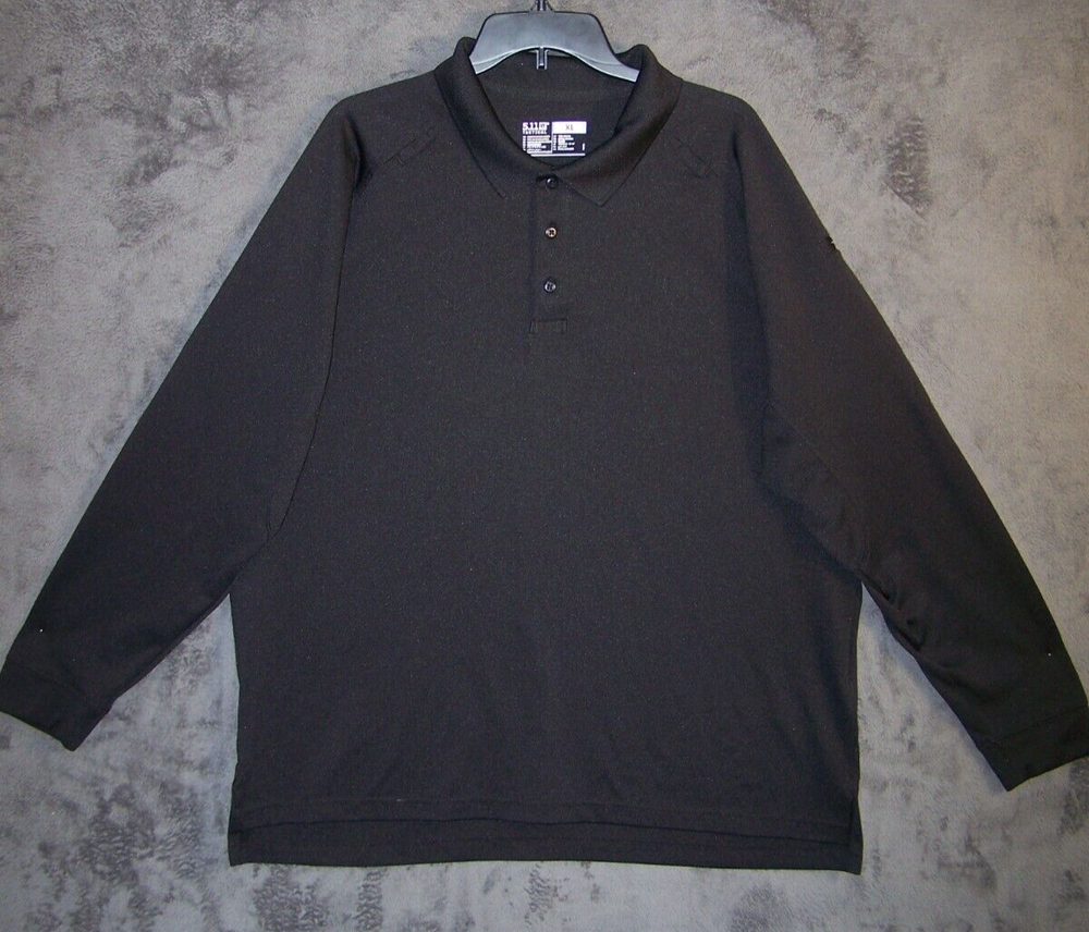 5.11 Tactical Heavy Stretch Long Sleeve Polo Shirt for Men in Black XL