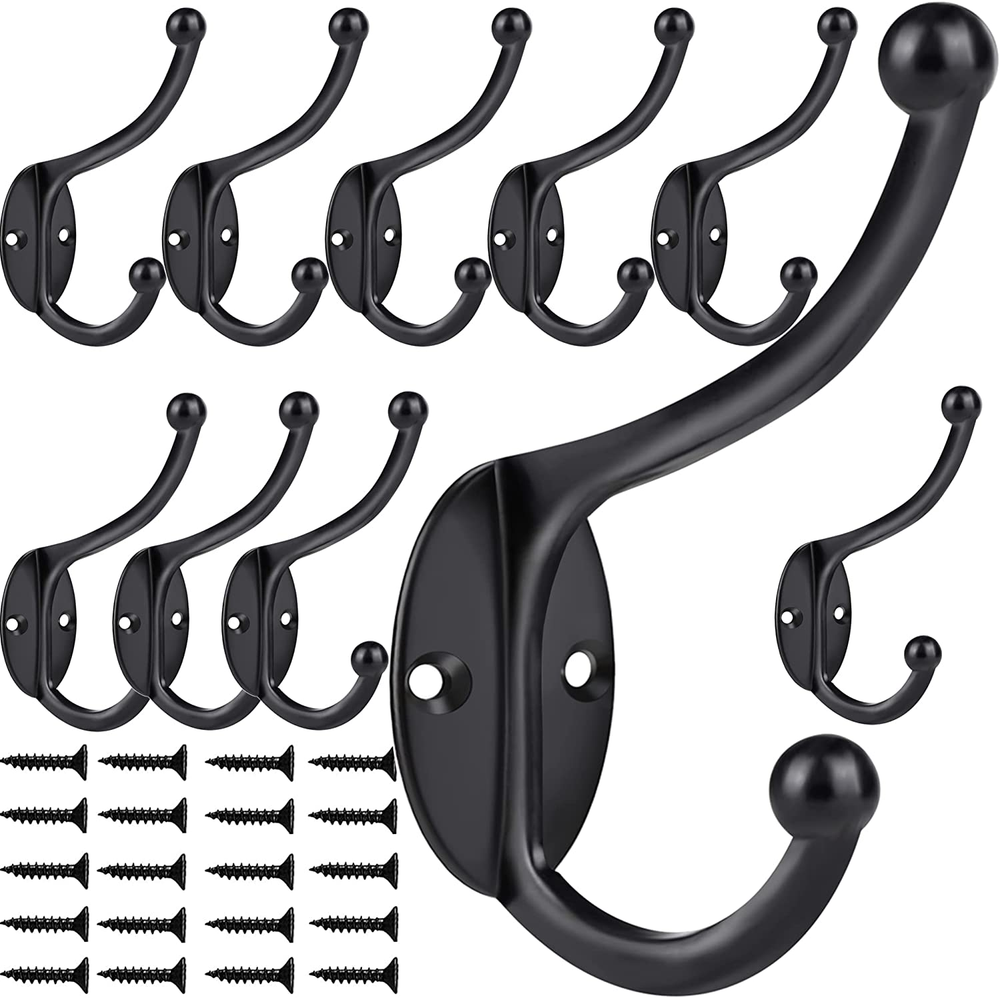 Wall Hooks,10Pcs Coat Hooks Hardware Towel Hooks for Hanging Coats Double...