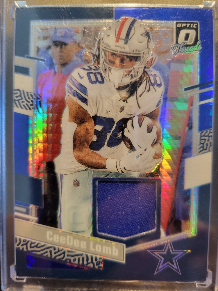 2023 Panini Donruss Threads Blue Hyper Prizm CeeDee Lamb MEM Card #DT-CDL