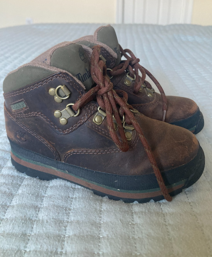 Timberland Kids Euro Hiker Ankle Brown All Leather Trail Boots Size 11