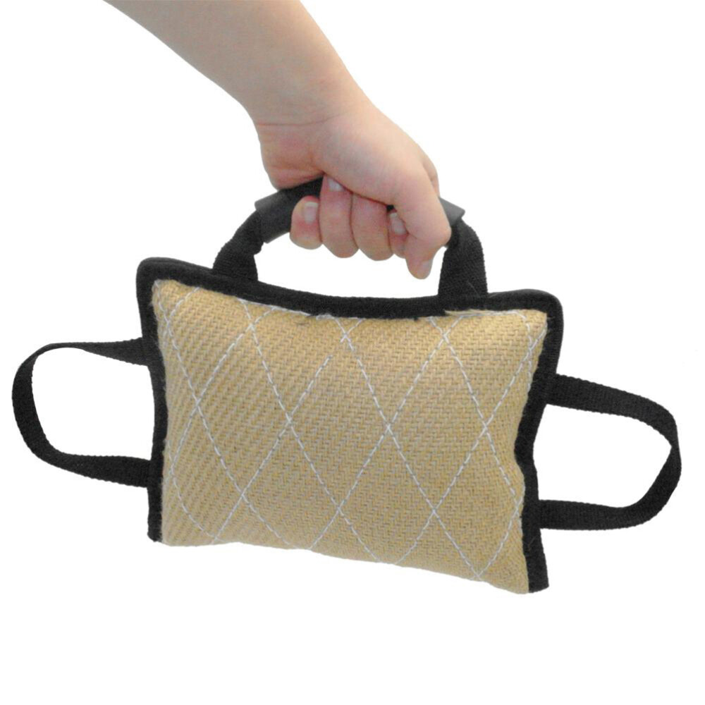 3 Handles Pet Interactive Toys Jute Bite Pillow Dog Bite Tug Toys