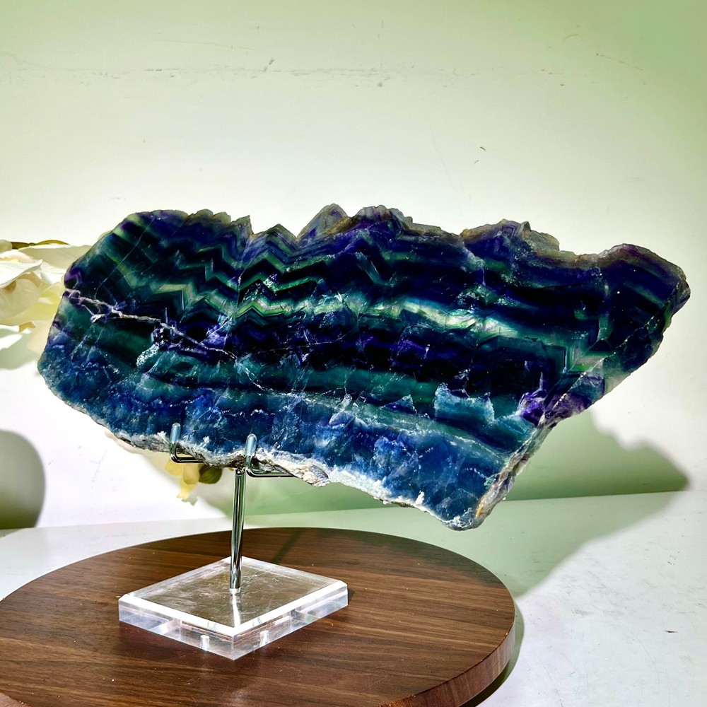 7.85LB Natural and beautiful colored fluorite slice quartz crystal mineral sampl