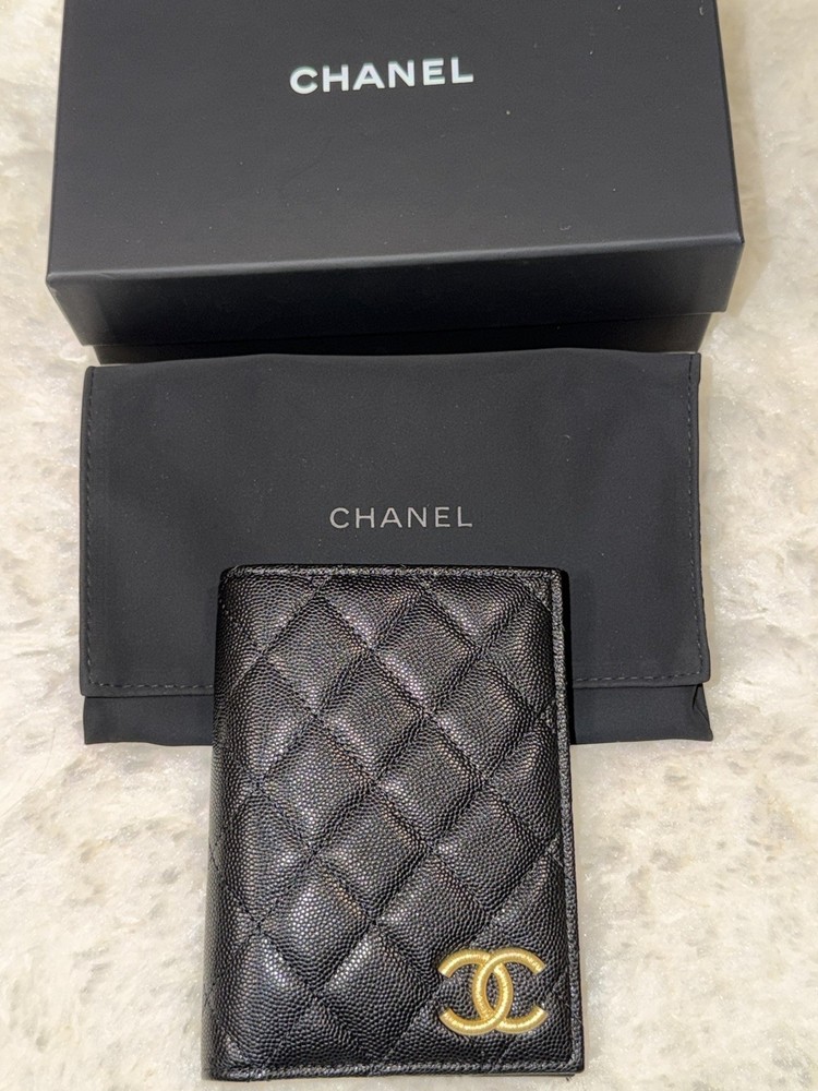 Chanel Quilted Caviar Passport Holder Wallet 25P