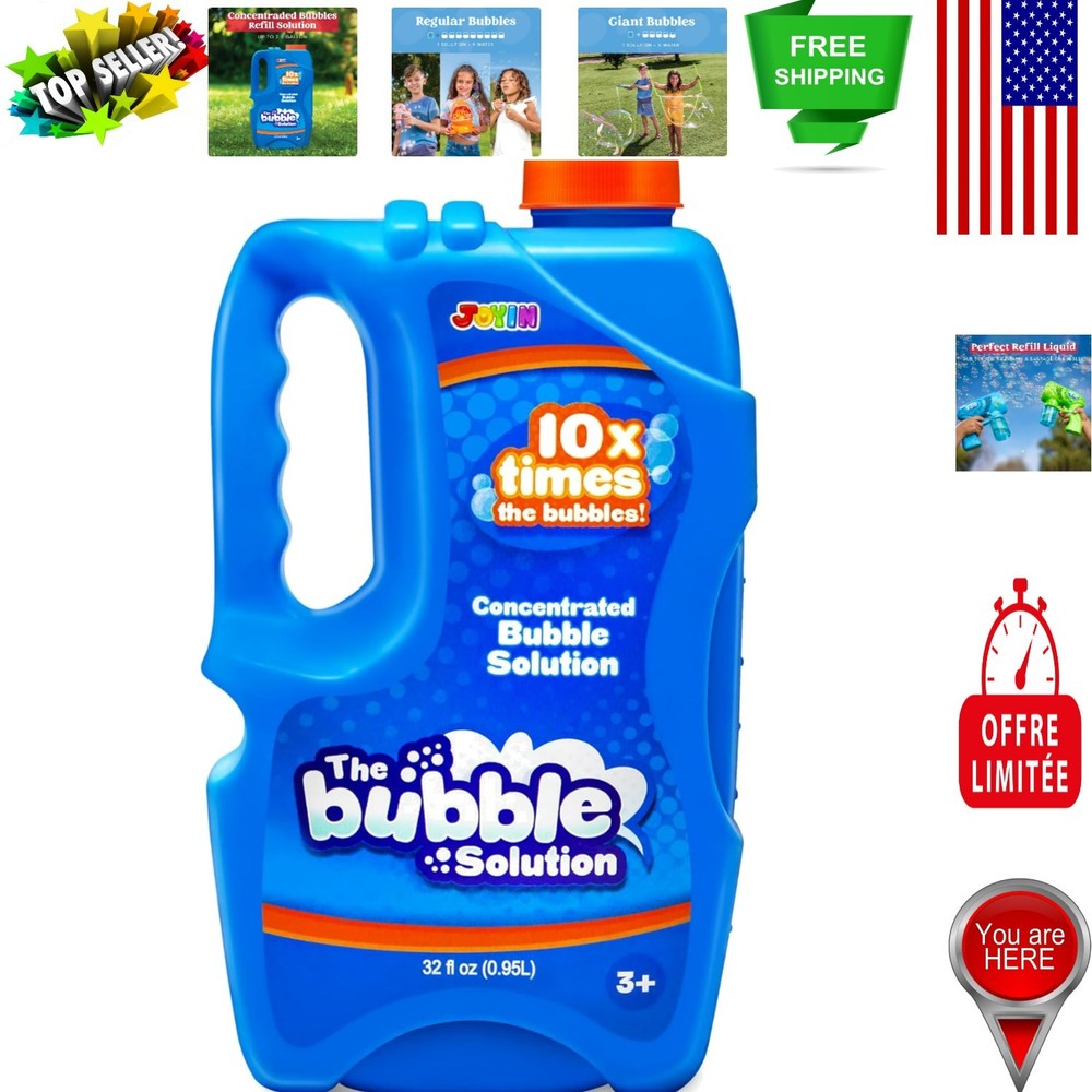 Concentrated Bubble Solution for Kids - Safe 32 OZ Refill for 2.5 Gallons