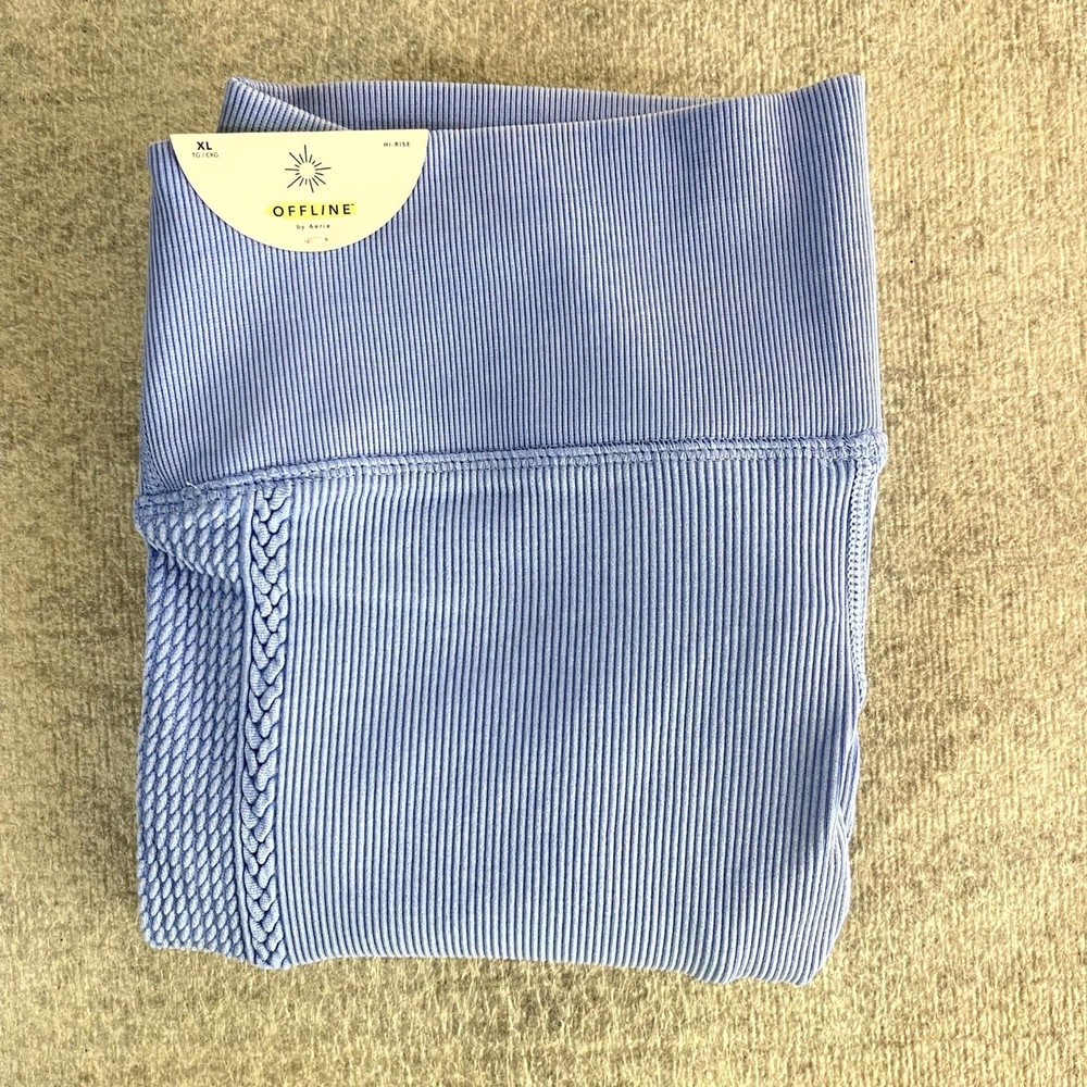 NWT Offline by aerie Hi-rise 7/8 Leggings Knit/ribbed Baby Blue Ladies Size XL