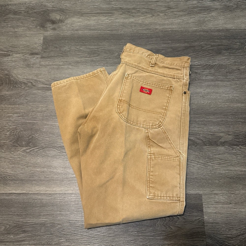 Vintage Dickies Carpenter Pants 36x30 Faded Tan Workwear Canvas Sun Fade