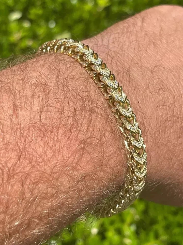 5Ct Round Cut 14K Gold Plated Lab Diamond Men's Tennis Bracelet 8 Inch