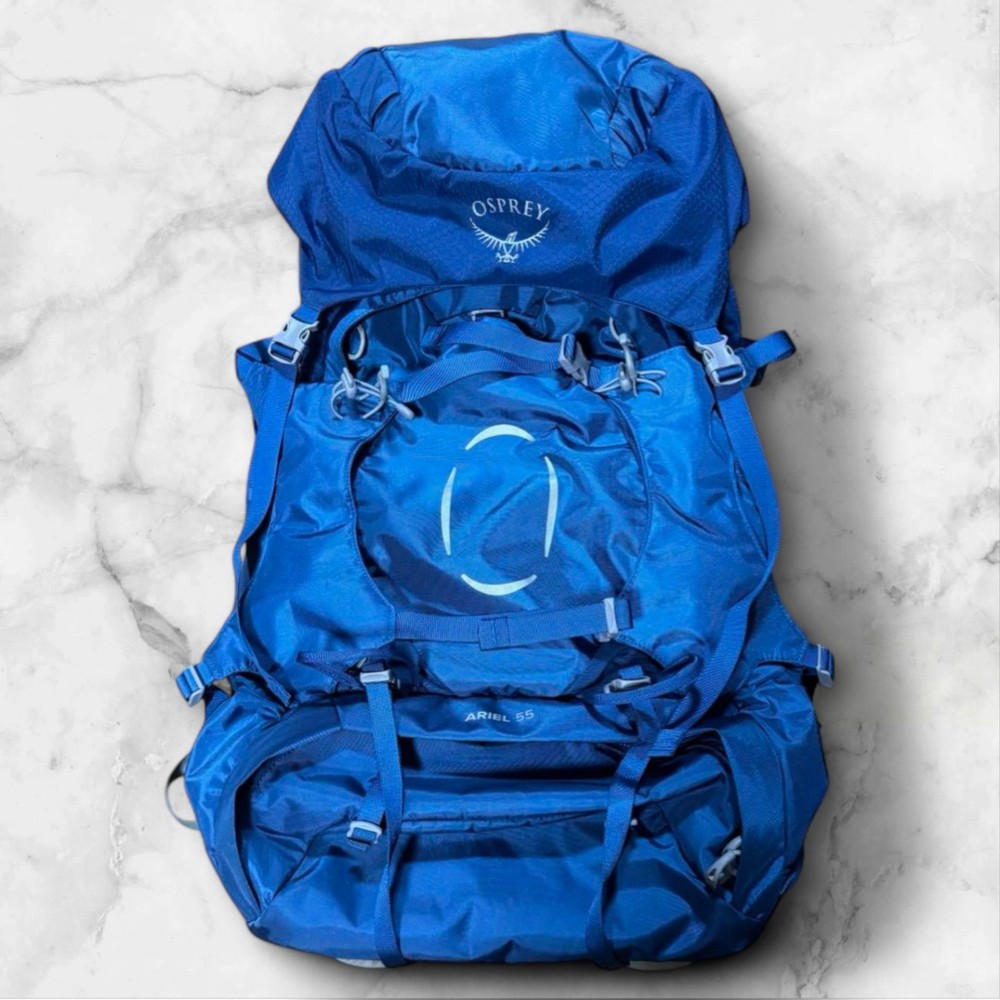 Osprey Ariel 55 Backpack in Ceramic Blue XS/S with Rain Cover - Pre-Owned