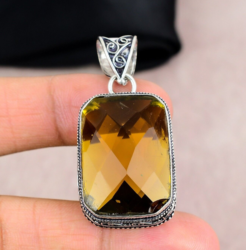 Dainty Citrine Gemstone Pendant in 925 Sterling Silver Handmade Jewelry Gift for Women