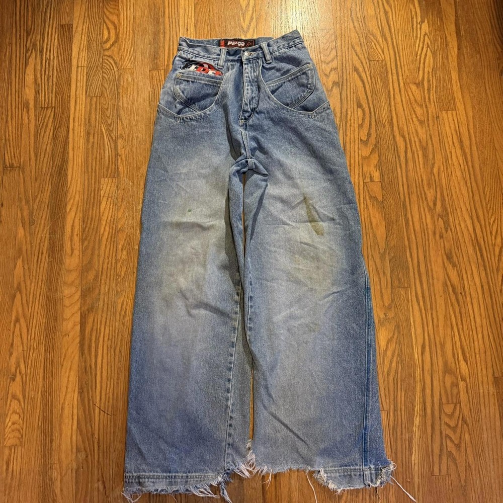 Vintage JNCO style Plugg Wide Leg Baggy Jeans with logo