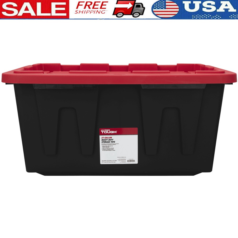 27 Gallon Snap Lid Plastic Storage Bin for Garage Organization