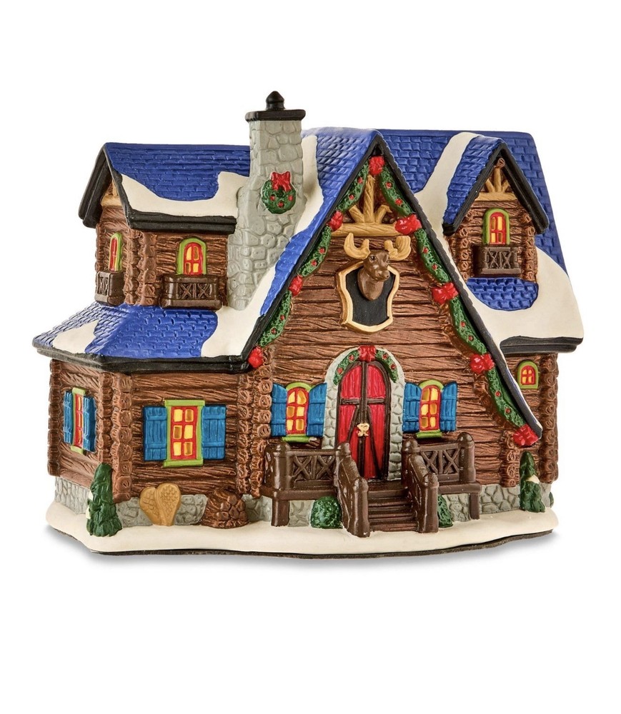 Holiday Time 2025 Hunting Lodge Country Charm #15062 Cabin Snowy Wreaths Rustic