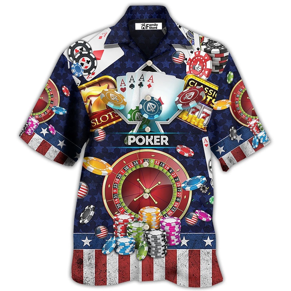 Poker US Flag Independence Day   Hawaiian Shirt