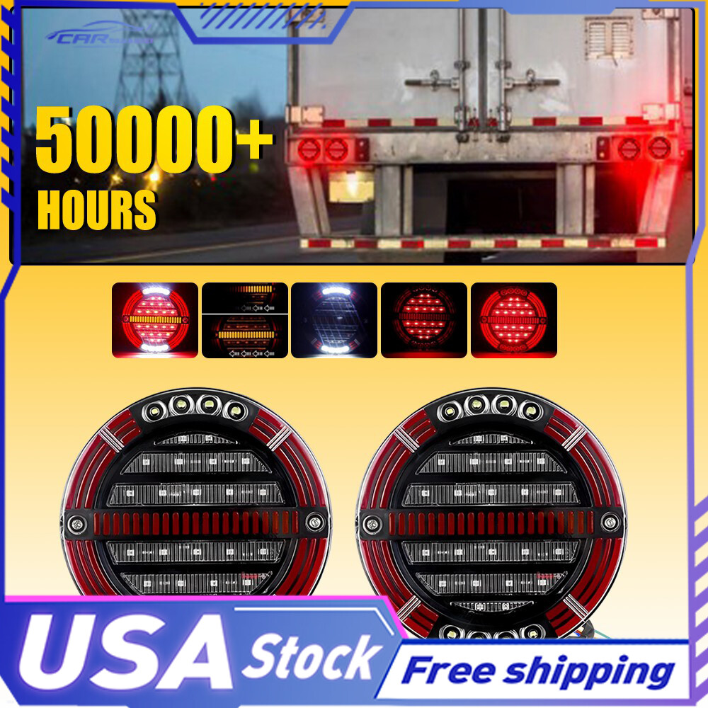 5.5-Inch Dual-Color LED Tail Light for Trucks, Trailers, and Buses – White, Red, and Amber Multi-Function Brake, Stop, Turn Signal, and Daytime Running Light (DRL)