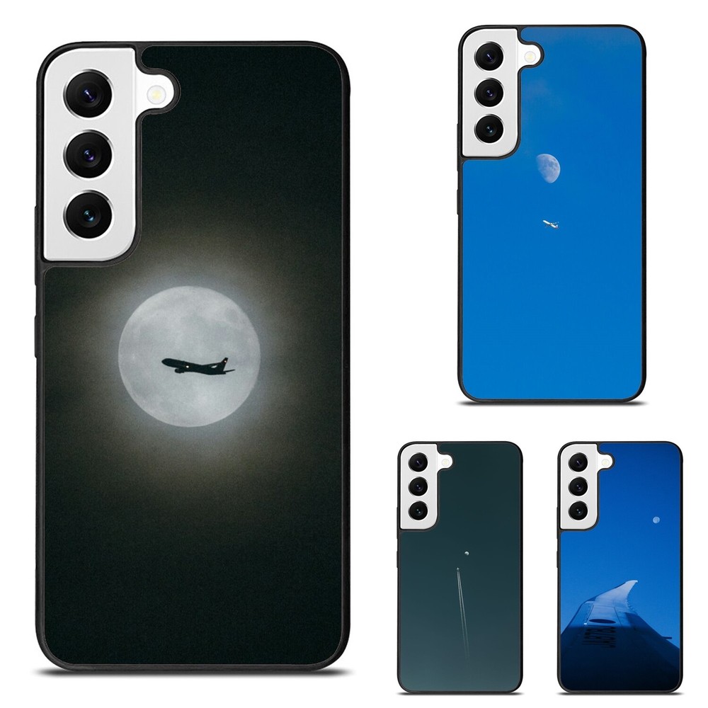 plane moon sky Airplane Anti Fingerprint For Samsung A14 A15 A16 A32 A35 A54 A71