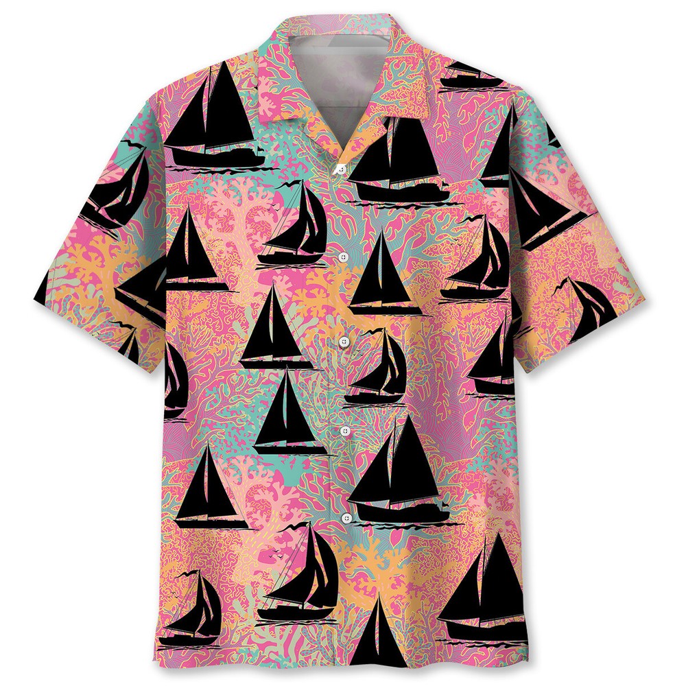 3D All Over Print Sailing Pink Hawaiian Shirt Featuring Coral Design HO3789