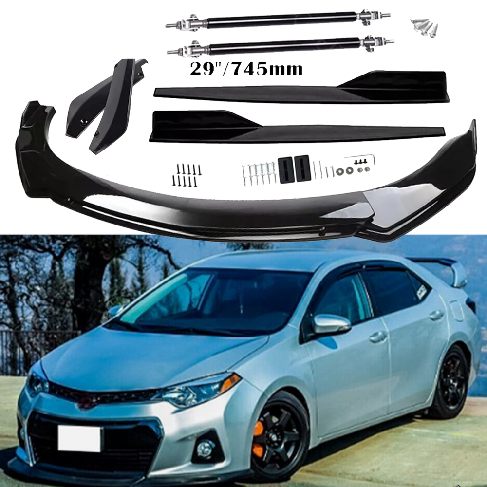 Front Rear Bumper Lip Spoiler Splitter Side Skirt Kit for 2014-2016 Toyota Corolla