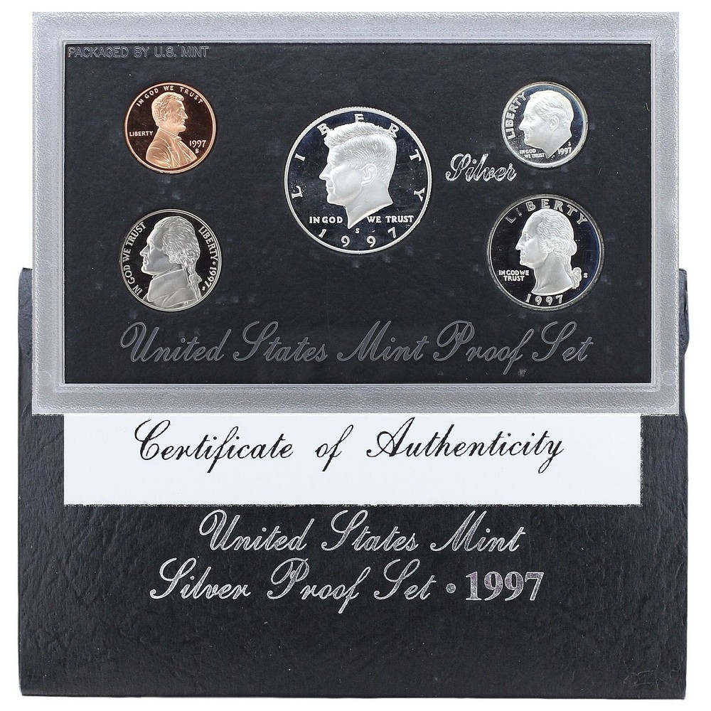 1997 United States Mint Silver Proof Set - 5 Coins - COA & OGP  90% Silver
