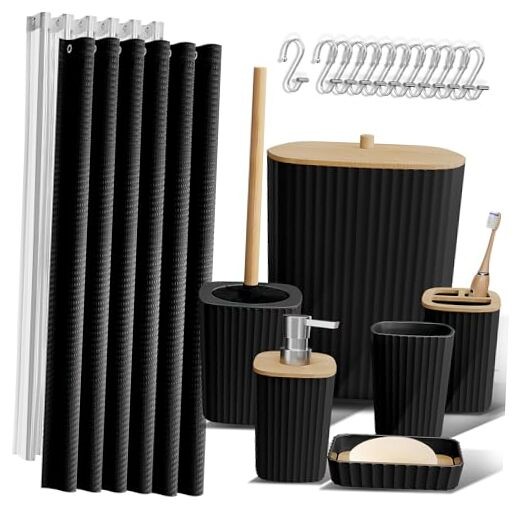 Black 20-Piece Complete Bathroom Accessories Set