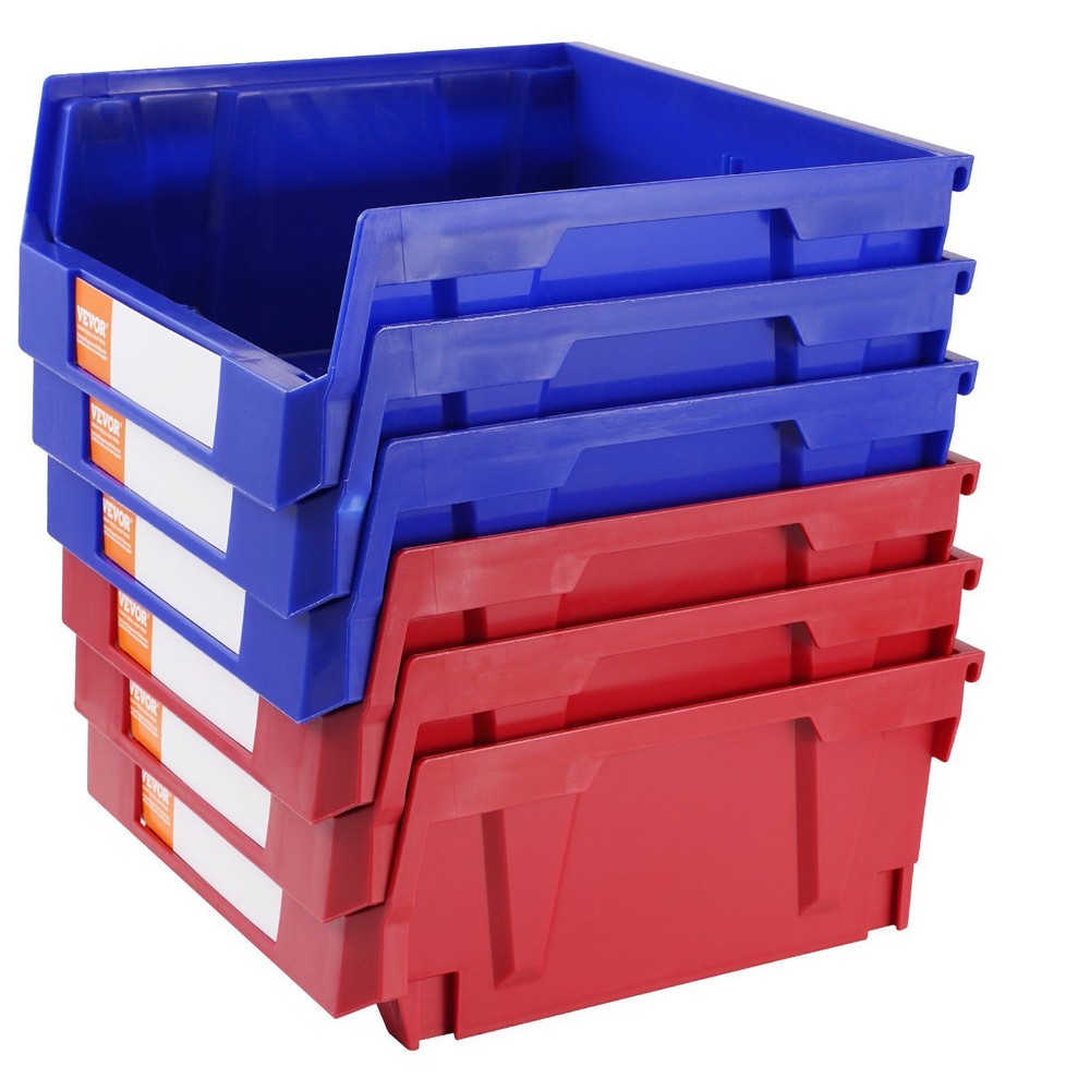 6-Pack 11'' x 11'' x 5'' Hanging Stackable Plastic Storage Organizer Bin