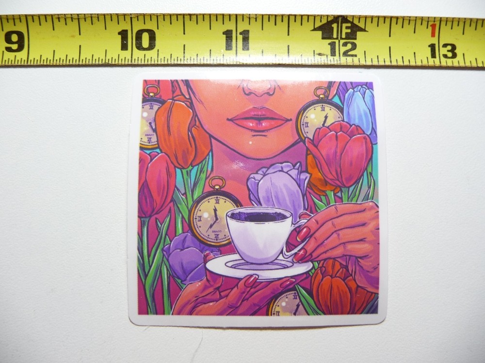 NICE COFFEE IMAGE CUP WOMAN DECAL STICKER BEVERAGE MORNING WAKE UP FUN