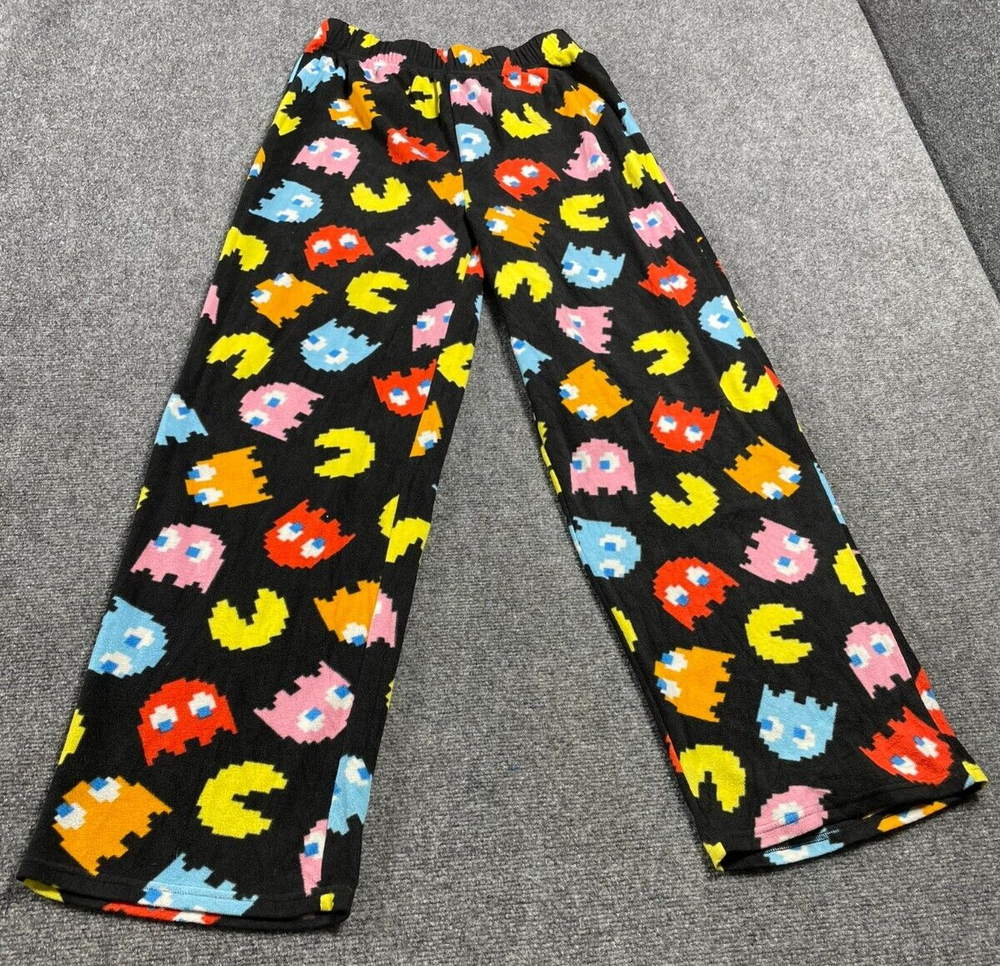 Pac-Man Black Byte Me Lounge Pajama Pants for Women Size L Polyester Sleepwear