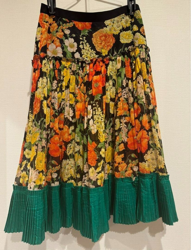 Dolce & Gabbana Flared Floral Skirt Orange Green Multicolor Size 38 Italy Used