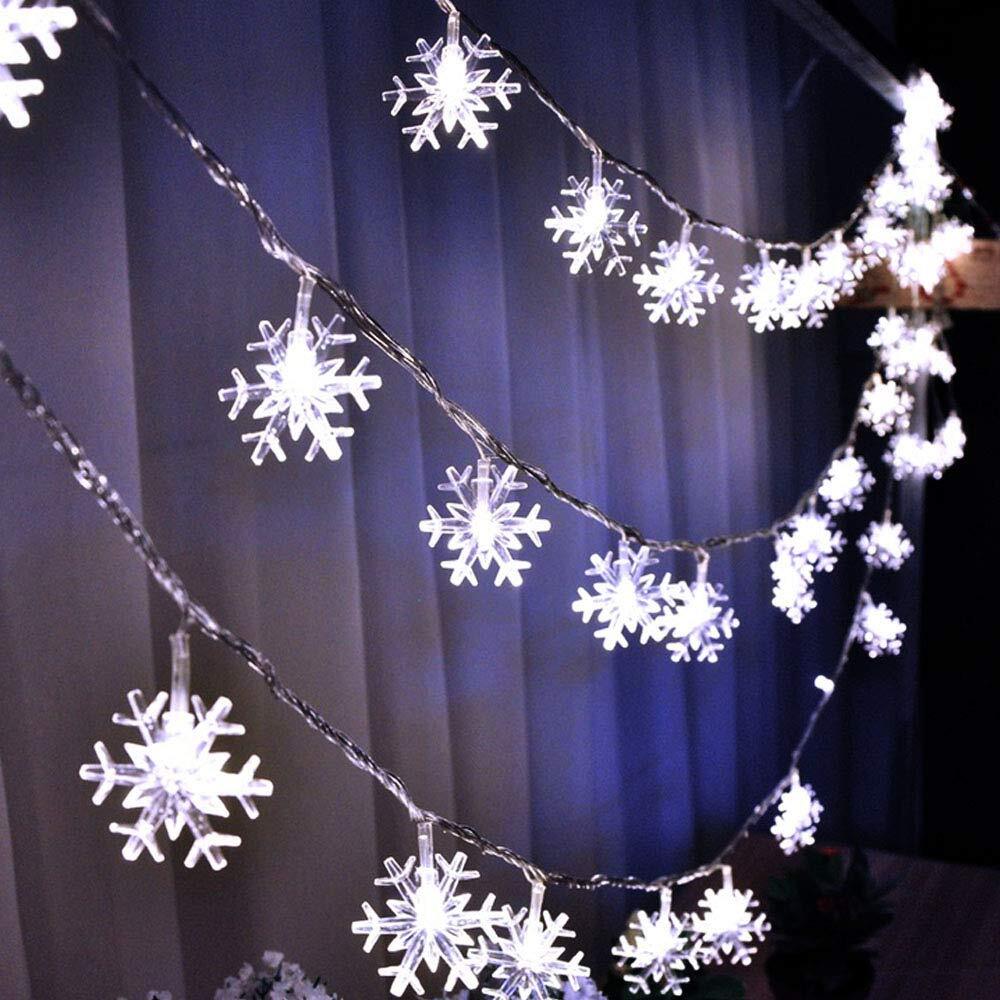 WesGen Christmas Lights，Snowflake String Lights Battery Operated Waterproof 2...