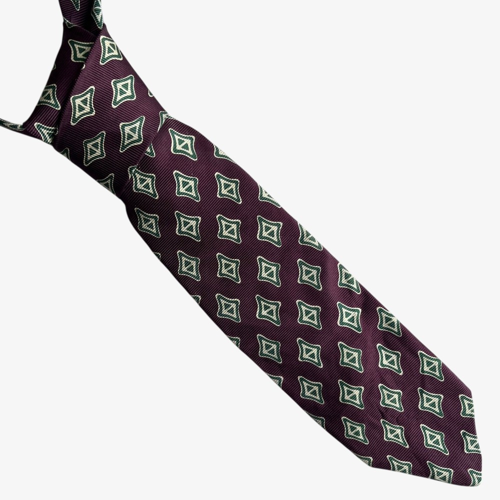 Vintage 90s Abercrombie & Fitch Abstract Geometric Print Red Silk Tie, Retro 80s