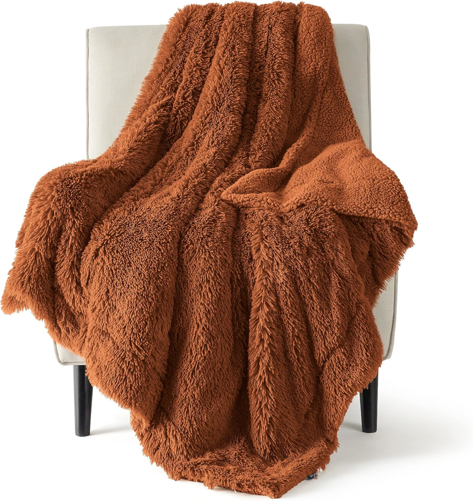 Burnt Orange Rust Plush Throw Blanket 50x60 Cozy Sofa Decor Fall Gift for Women