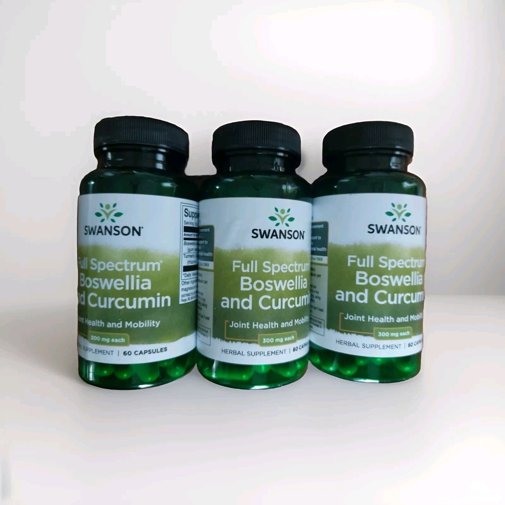 3 Bottles, Boswellia & Curcumin 180 Caps (3x60) Joint Liver Health, Exp. 02/2026