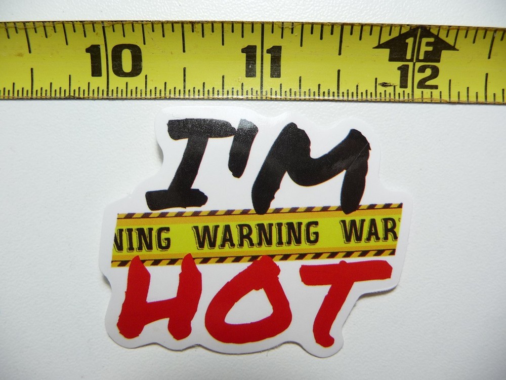 WARNING I'M HOT STICKER DECAL SIGN WARNING NOTICE JOKE PRANK GAG