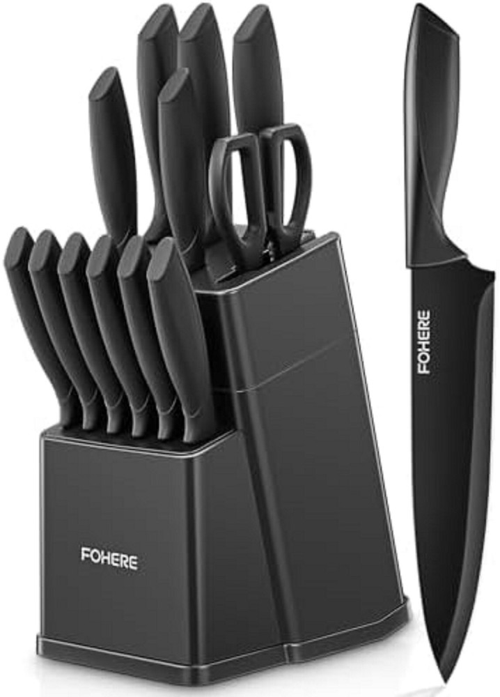 Knife Set, 13-Piece Kitchen Knife Set with Block Wooden German Stainless Steel