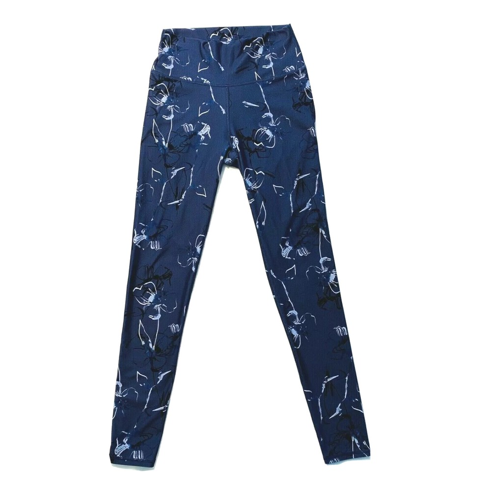 Fabletics Womens Small Blue Floral High Waisted Printed Active Leggings