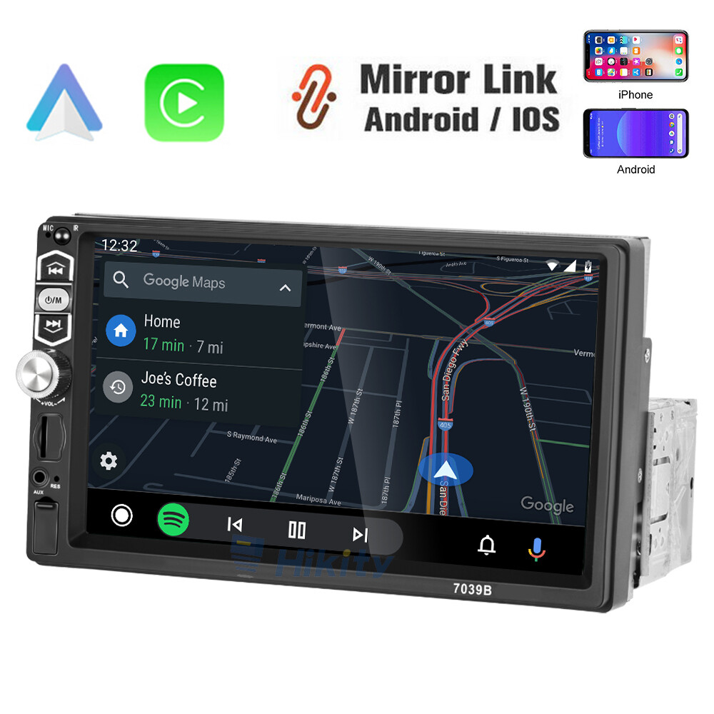 7 Inch Single DIN Touchscreen Car Stereo with Apple CarPlay Bluetooth MP5 Player