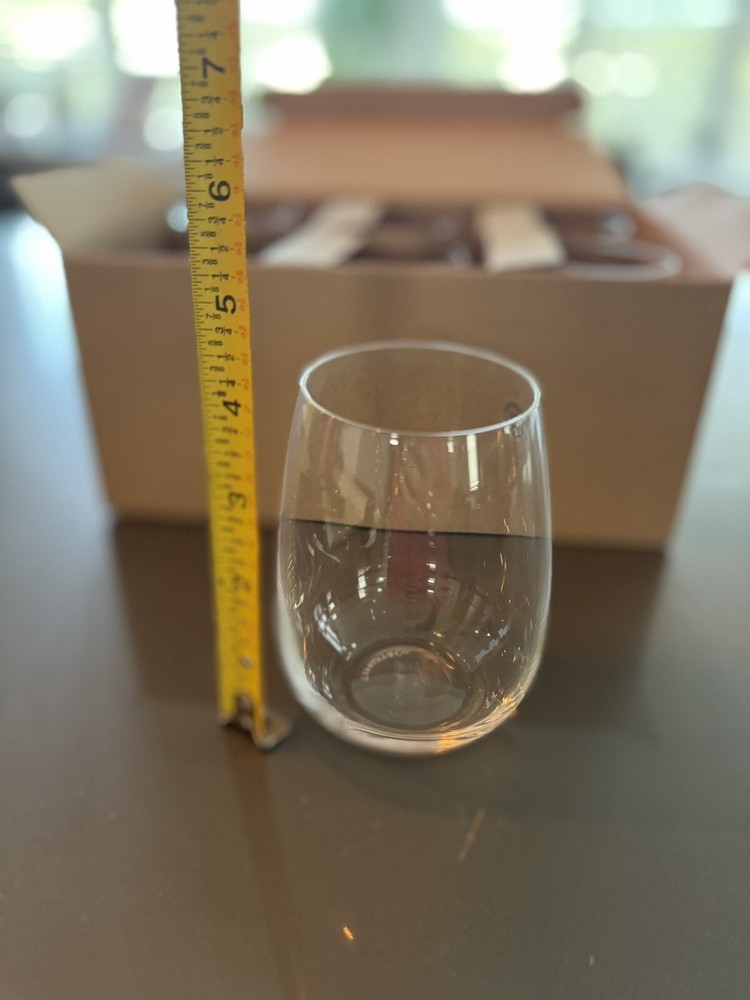 Tiffany & Co Set of 6 Crystal Stemless Wine Glasses New