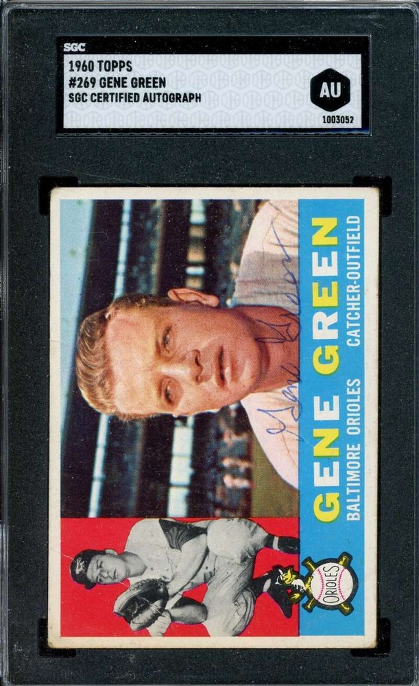 Gene Green SGC Coa Signed 1960 Topps Autograph