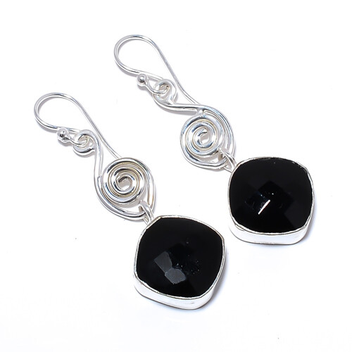 Black Onyx 925 Sterling Silver Israeli Jewelry Earring 2.03