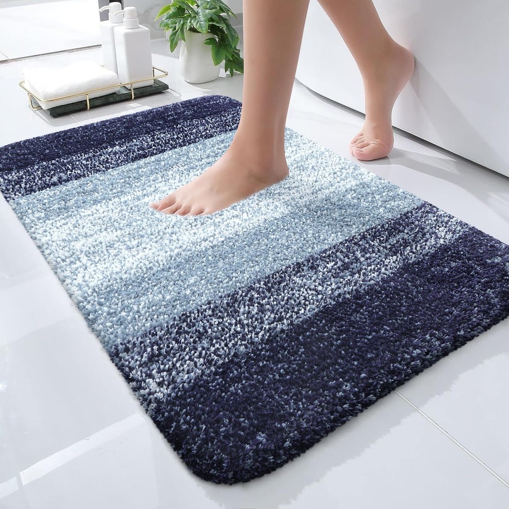 Soft Absorbent Microfiber Bath Rug 24x16 with Non-Slip Rubber Backing