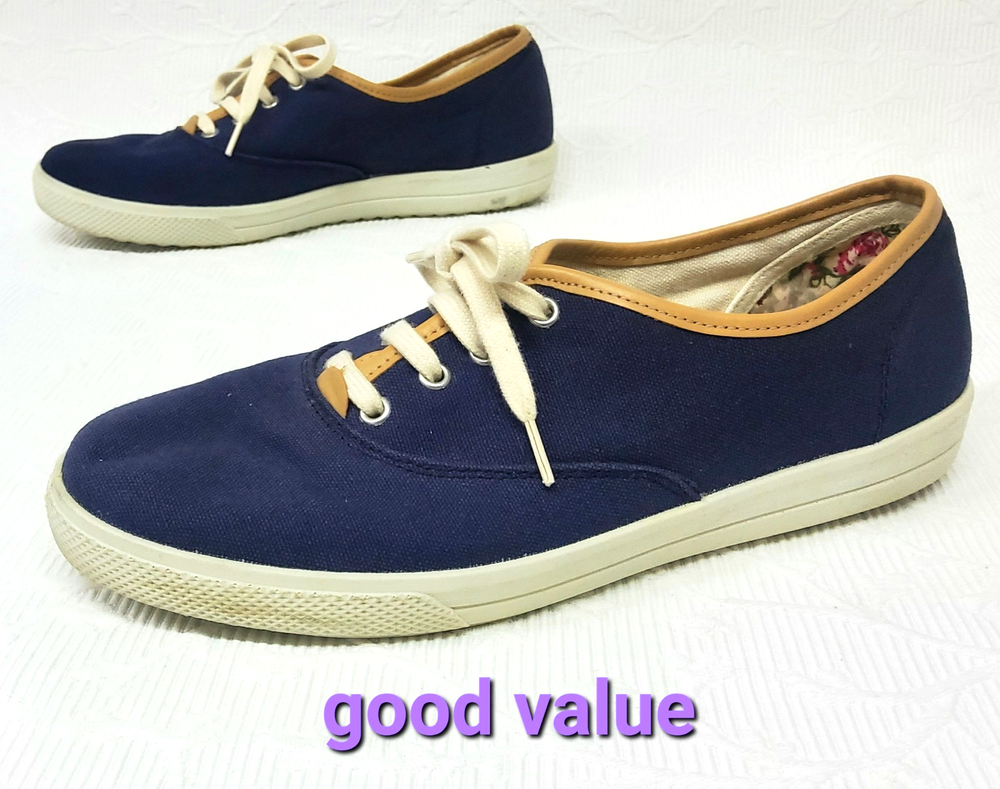 Hotter Mabel Womens Flat Shoes Pumps UK Size 6.5 (40) Dark Blue Cotton Fabric