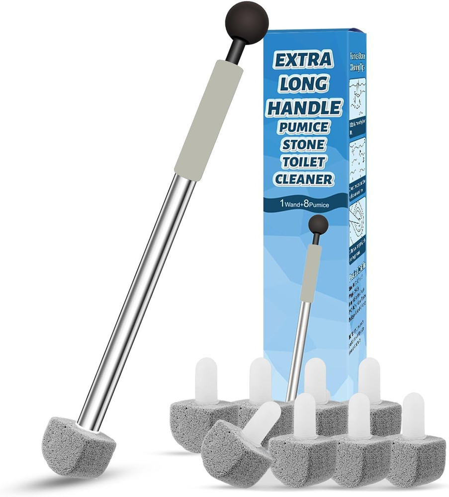 16.7-Inch Pumice Stone Toilet Bowl Cleaner with Handle for Deep Cleaning