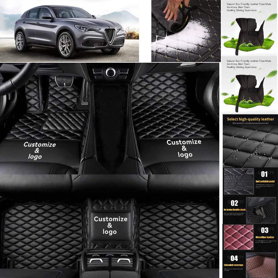 For Alfa Romeo Stelvio 2017-2024 Car Floor Mats Custom Luxury Carpets PU Leather
