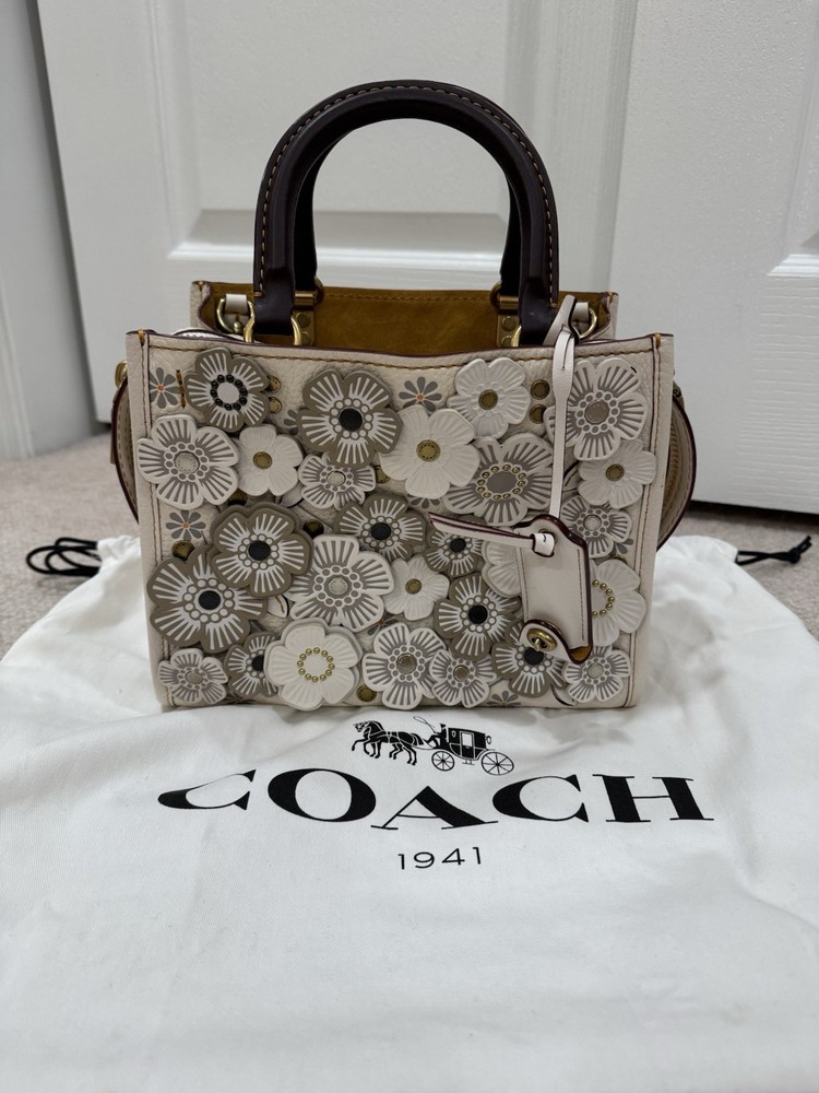 Coach Rogue 25 58840 Tea Rose 2way Leather Tote Shoulder Handbag Women’s #905