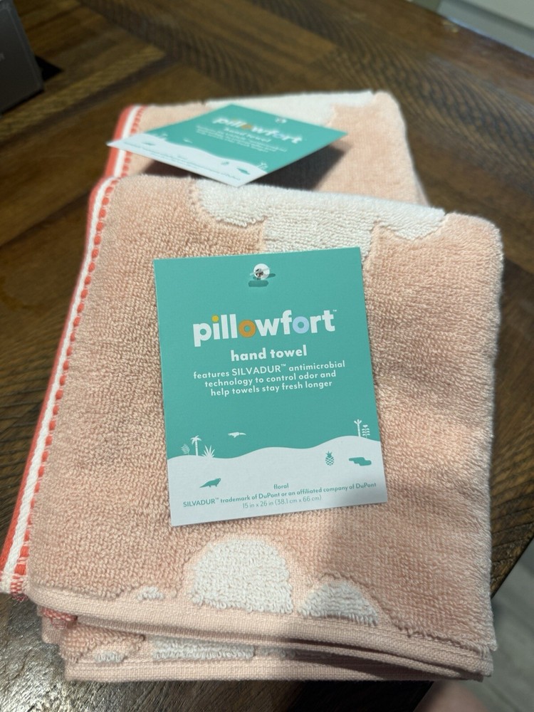 Set Of 2 Pillowfort Peach Hand Towels 15” X 26”