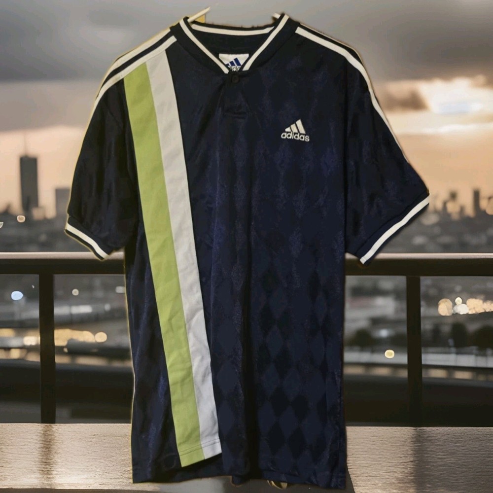 Vintage 90s Adidas Soccer Jersey Mens Size Medium Striped Diamond